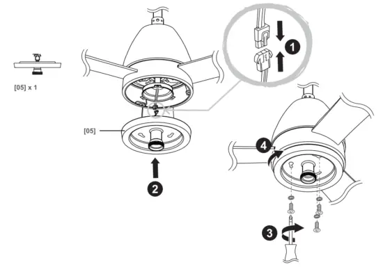colours SJ44 3 1L Shek Modern Chrome Effect Ceiling Fan Light - Fig