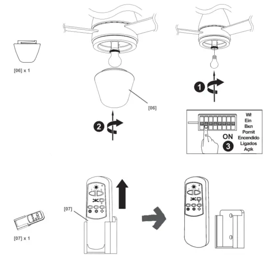 colours SJ44 3 1L Shek Modern Chrome Effect Ceiling Fan Light - Fig