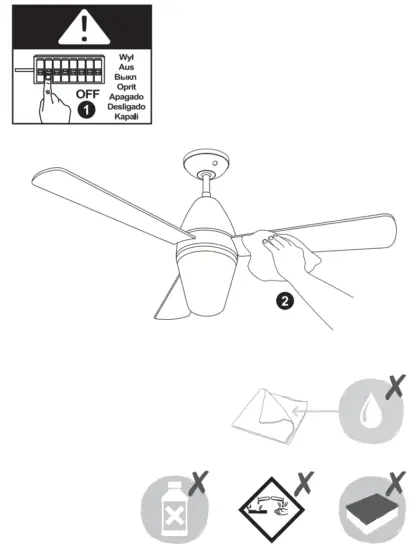 colours SJ44 3 1L Shek Modern Chrome Effect Ceiling Fan Light - Fig
