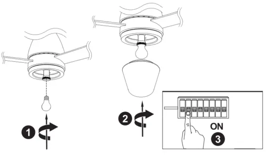 colours SJ44 3 1L Shek Modern Chrome Effect Ceiling Fan Light - Fig