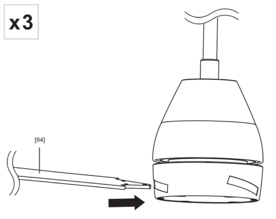 colours SJ44 3 1L Shek Modern Chrome Effect Ceiling Fan Light - Fig