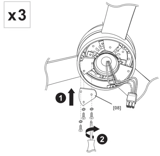 colours SJ44 3 1L Shek Modern Chrome Effect Ceiling Fan Light - Fig