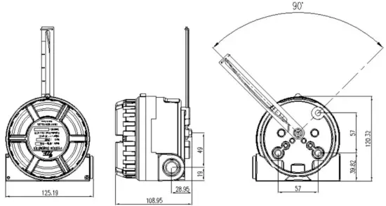 YTC SPTM 6V Series Smart Position Transmitter - Dimension2
