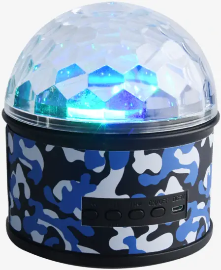 WIRELESS EXPRESS WE-FLSPK Blue Camo Wireless Bluetooth Speaker Fun Light