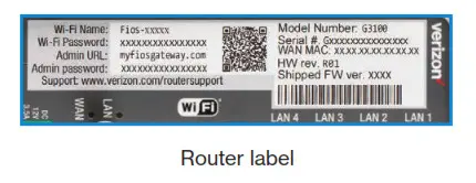 verizon Fios TV Router label