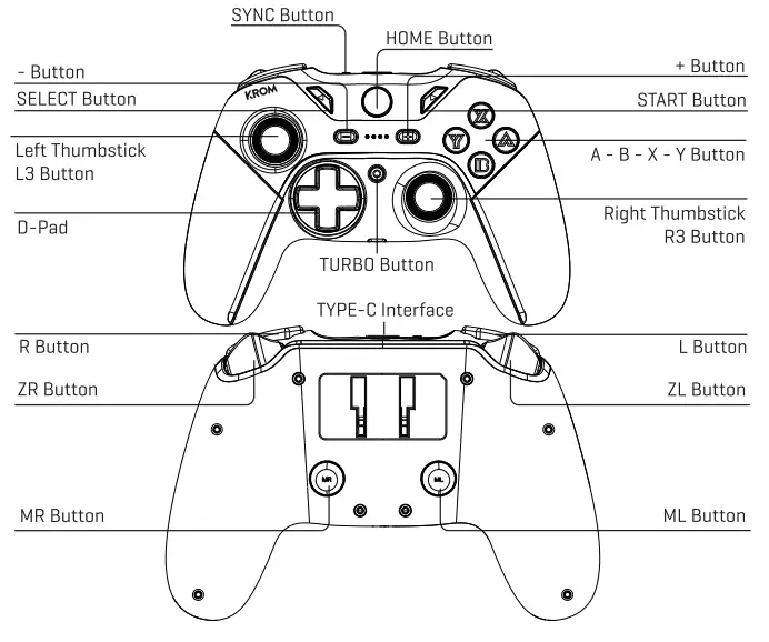 KROM FG02A Switch Bluetooth Gamepad Controller fig
