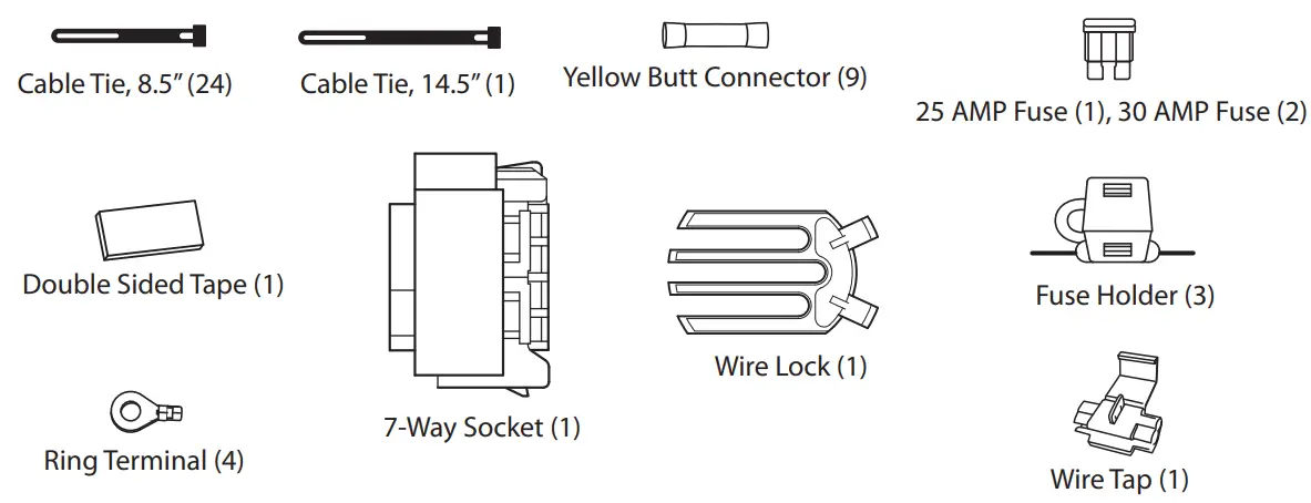 HORIZON N22128 7 Way Vehicle Complete Kit - HARDWARE OVERVIEW