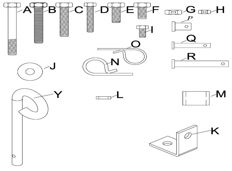 Brinly STS 42BHDK Tow Behind Lawn Sweeper - Hardware Parts