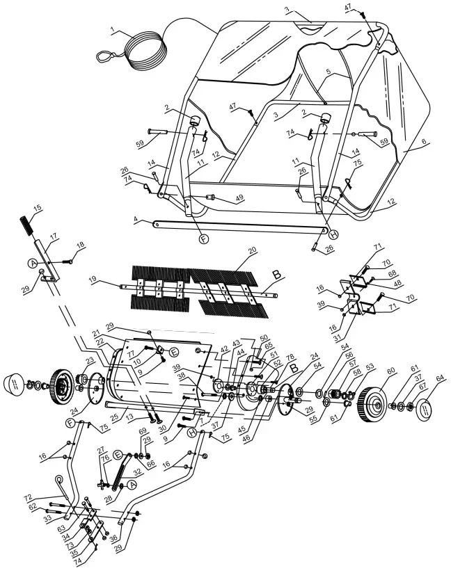 Brinly STS 42BHDK Tow Behind Lawn Sweeper - Parts List