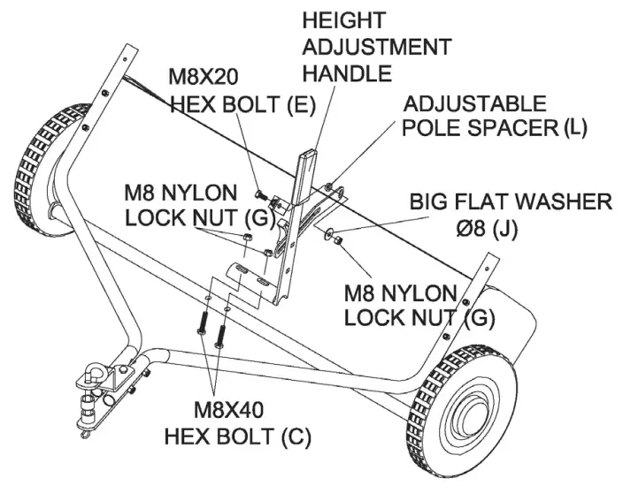 Brinly STS 42BHDK Tow Behind Lawn Sweeper - height adjustment