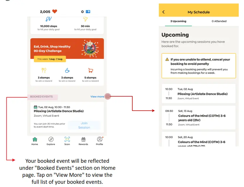 HealthPromotionBoard Healthy 365 App - booked