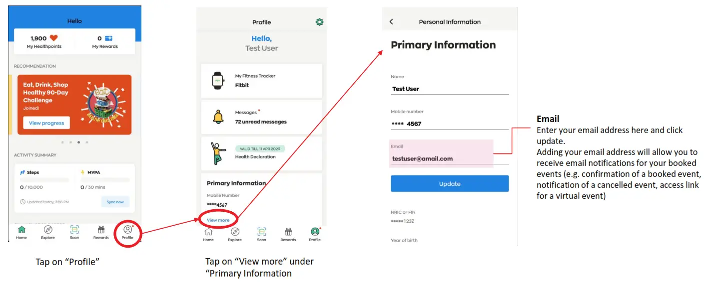 HealthPromotionBoard Healthy 365 App - email