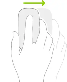An illustration symbolizing how to use a mouse to view Slide Over.