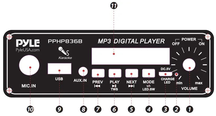 Pyle-PPHP836B-Portable-Bluetooth-PA-Speaker-System-fig-1