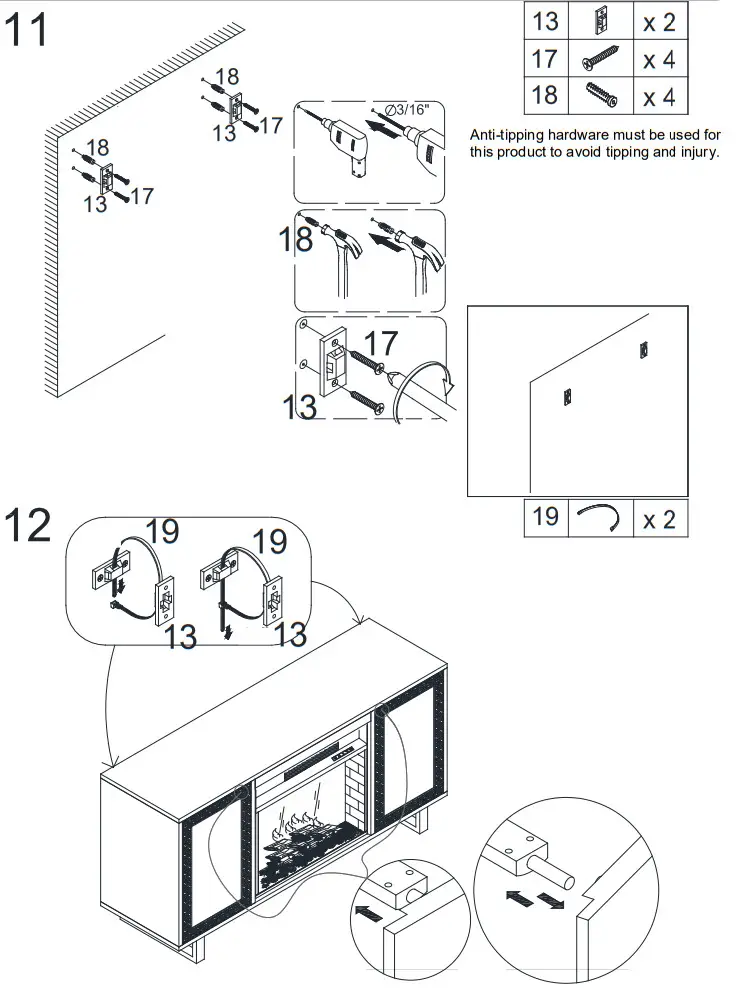 Southern ENTERPRISES HD054339 Saleh 54 25 in Smart Electric Fireplace in Dark Brown - ASEMBLY10