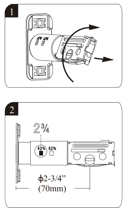 Rotate and pull the latch as shown to extend latch