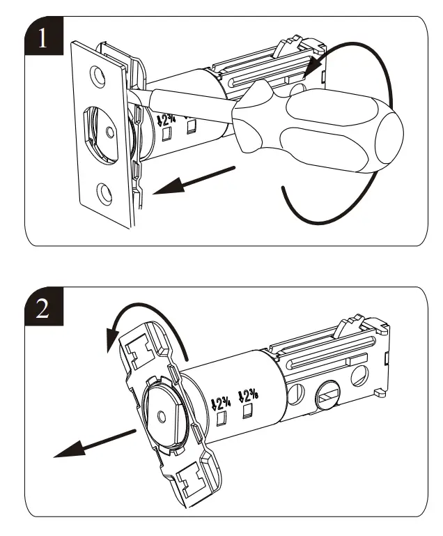 Install latch in door with wood block and hammer.