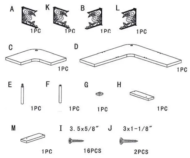 COOPERS-OF-STORTFORD-K394-Sunflower-Design-Corner-Shelving-Instruction-FIG-1