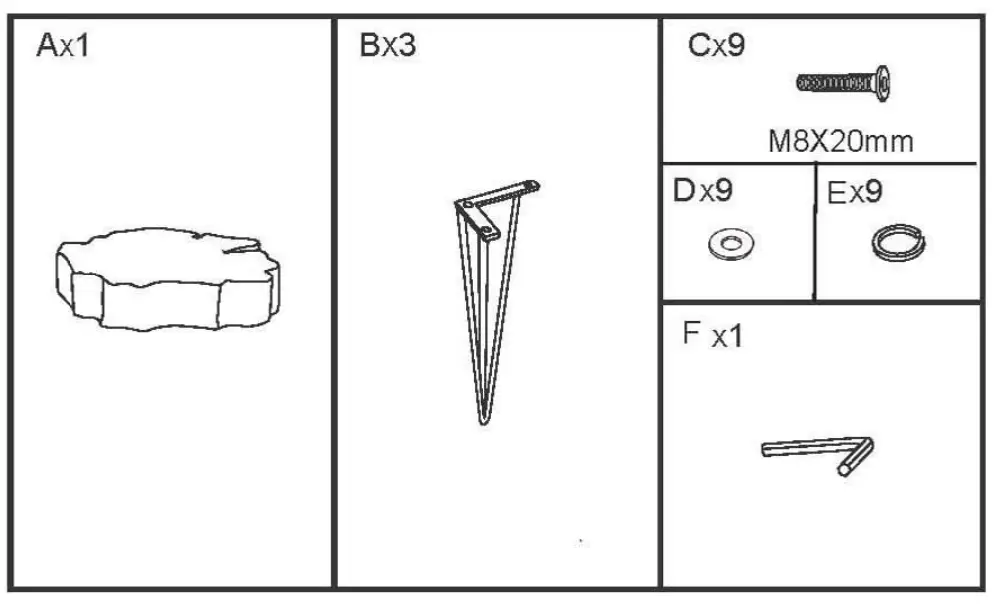 ASHLEY A4000074 Dellman Antique Silver Finish Accent Table Package Content