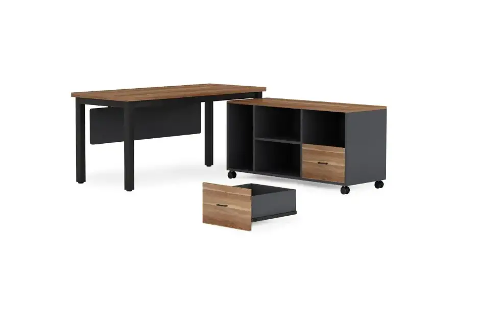 Tribesigns Tjhd-qp-1217 Lantz 55.11 Inch L-shaped Rustic Walnut Wood Instruction Manual