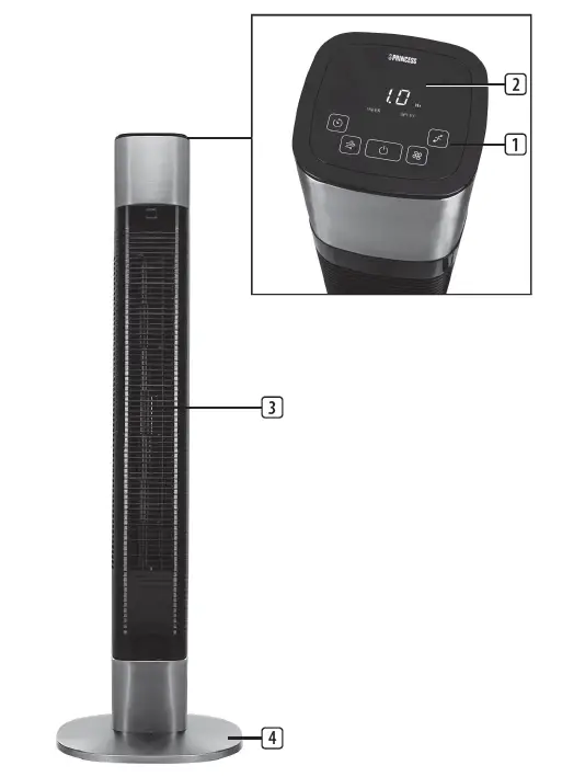 PRINCESS 01.350000.01.001 Smart Tower Fan 1