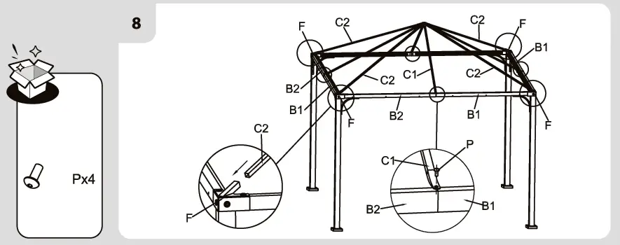 NATERIAL YSIS Steel and Aluminum Gazebo with Tortora Polyester Cloth 11
