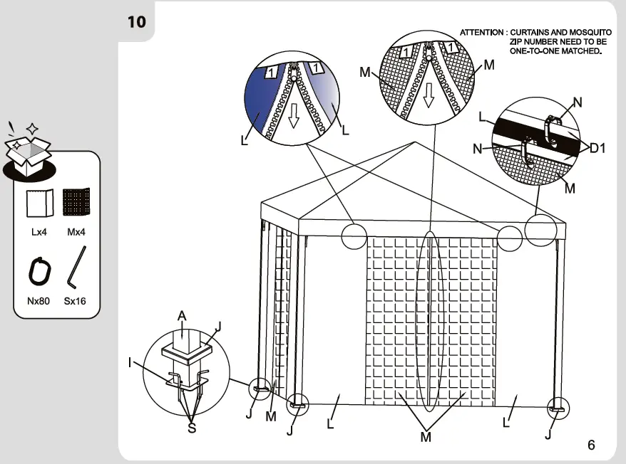 NATERIAL YSIS Steel and Aluminum Gazebo with Tortora Polyester Cloth 13