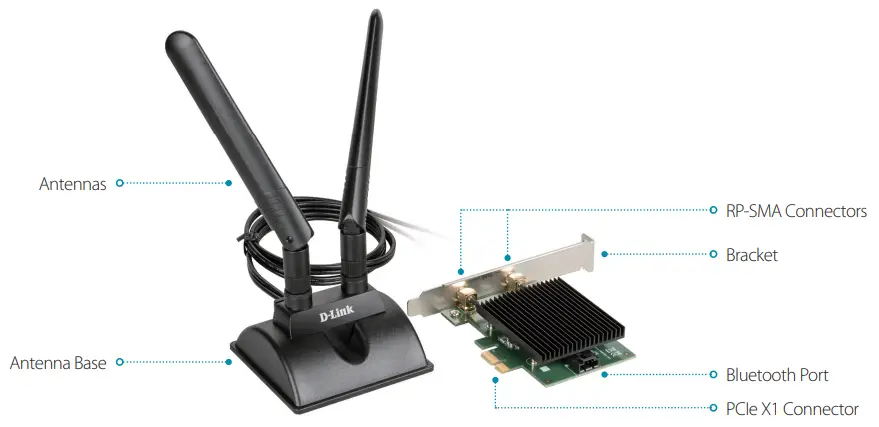 D-Link AX3000 Wi-Fi 6 PCIe Adapter with Bluetooth 5.1 -