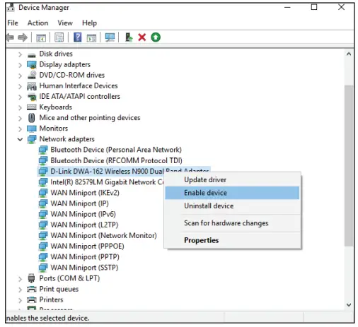 D-Link AX3000 Wi-Fi 6 PCIe Adapter with Bluetooth 5.1 - Enable device