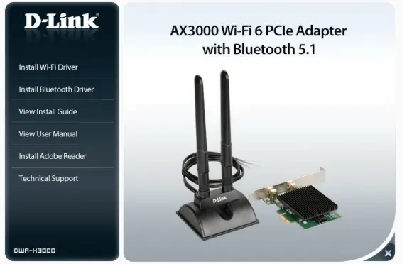 D-Link AX3000 Wi-Fi 6 PCIe Adapter with Bluetooth 5.1 - SOFTWARE INSTALLATION