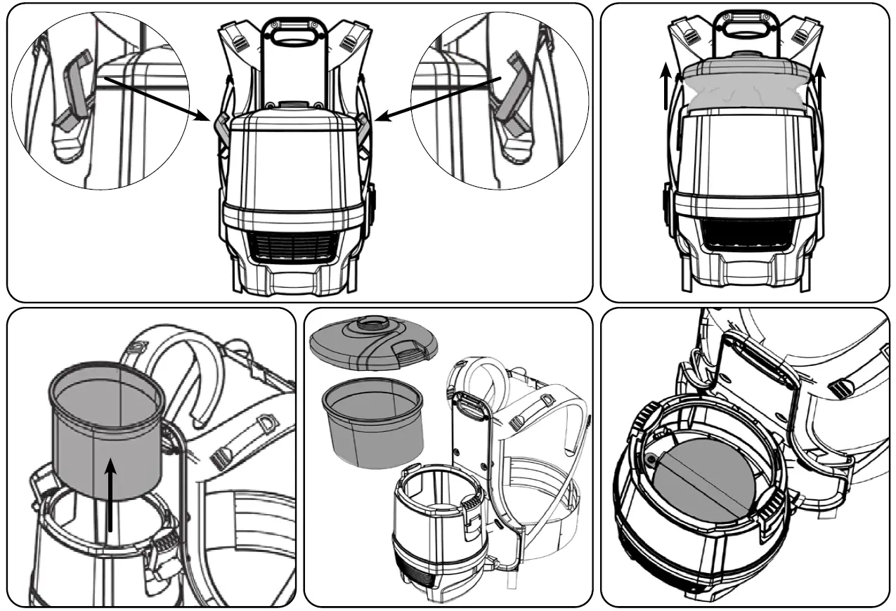 Numatic RSV150 Nace Backpack Vacuum Cleaner Cleaning your machine 2