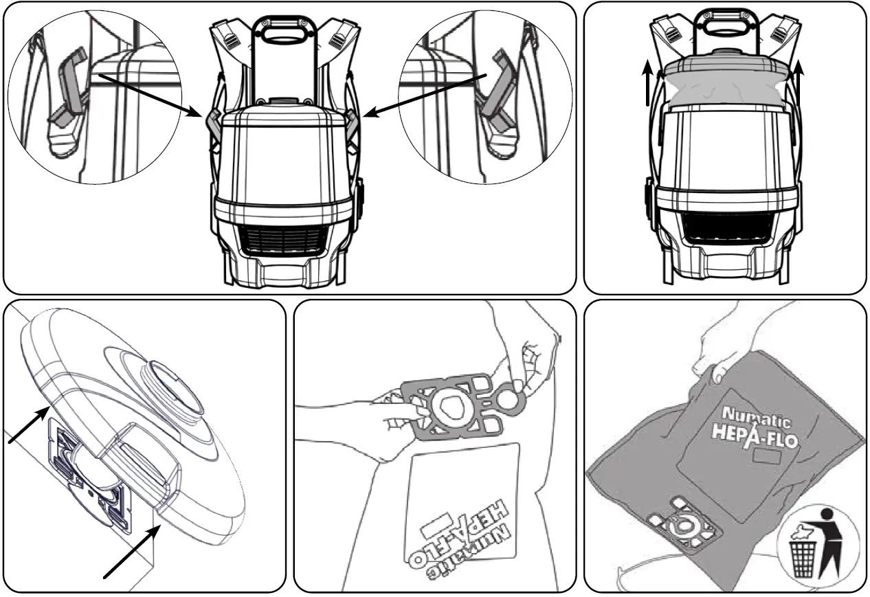 Numatic RSV150 Nace Backpack Vacuum Cleaner Cleaning your machine