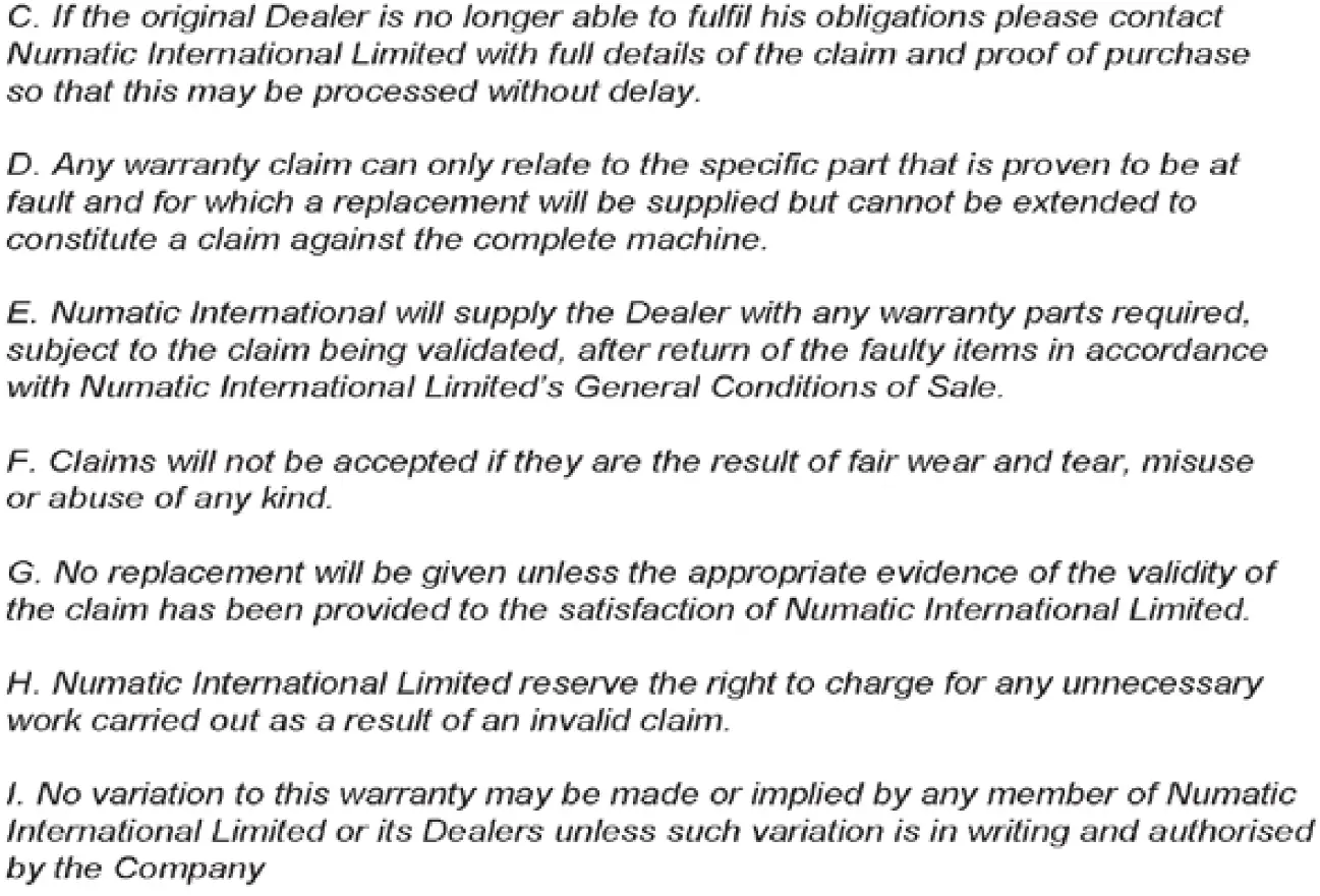 Numatic RSV150 Nace Backpack Vacuum Cleaner warranty 1