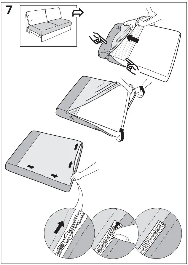 IKEA 093.989.77 VIMLE 2 Seat Sofa Instruction Manual - Assembly 7