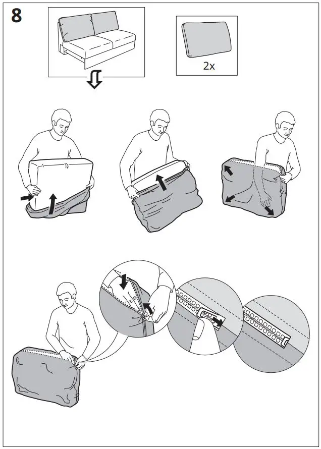 IKEA 093.989.77 VIMLE 2 Seat Sofa Instruction Manual - Assembly 8