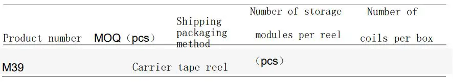 HANGZHOU LIJIACHENG ELECTRIC M39 Module User Manual - Module MOQ and packaging information