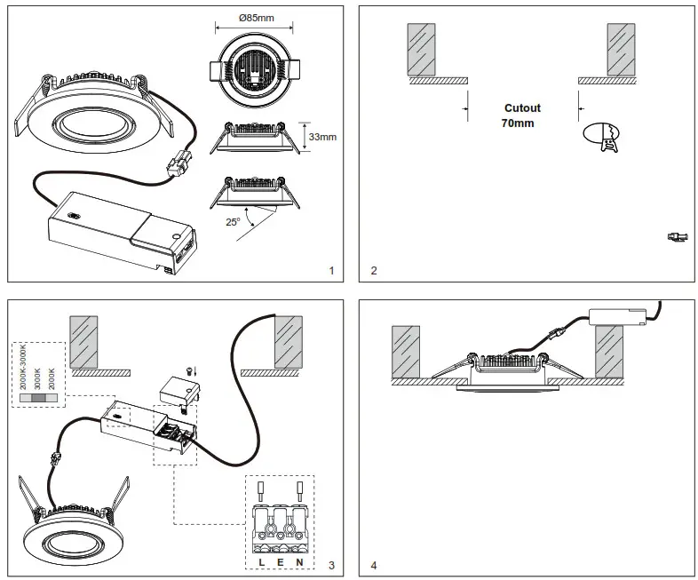 ROBUS RDR6D2W 11 LED Recess Light Fitting Dimmable Draco