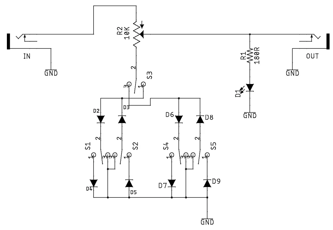 XOXO MODULAR Five Finger Fuzz Passive Diode Fuzz Eurorack Module - fig