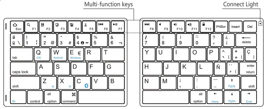 Folding Bluetooth Keyboard Cover Front