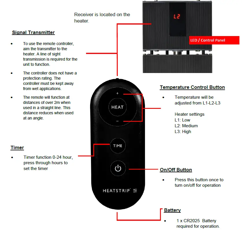 HEATSTRIP TF2200RB Alfresco Radiant Electric Heater fig 2