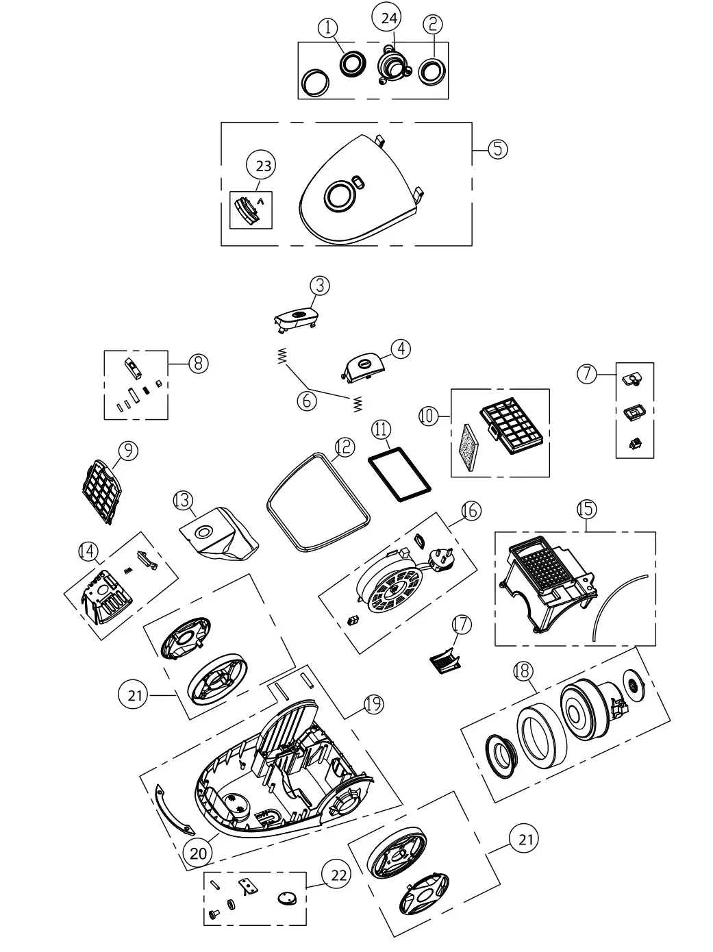 eVACUUMStore JILL.12 Vacuum Cleaner - MAIN BODY PARTS