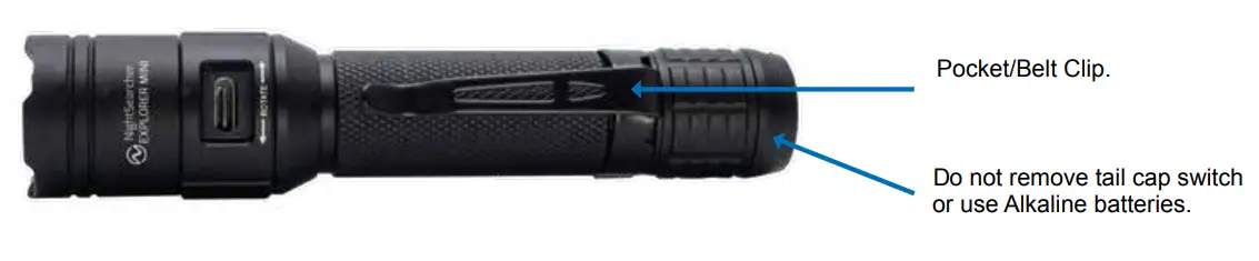 NightSearcher Explorer Mini 400 Lumen Rechargeable Flashlight - Do not remove