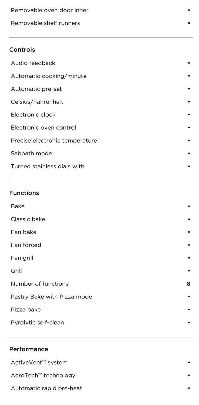 FISHER PAYKEL OB60SC8DEPX2 60cm Oven - SPECIFICATIONS 2
