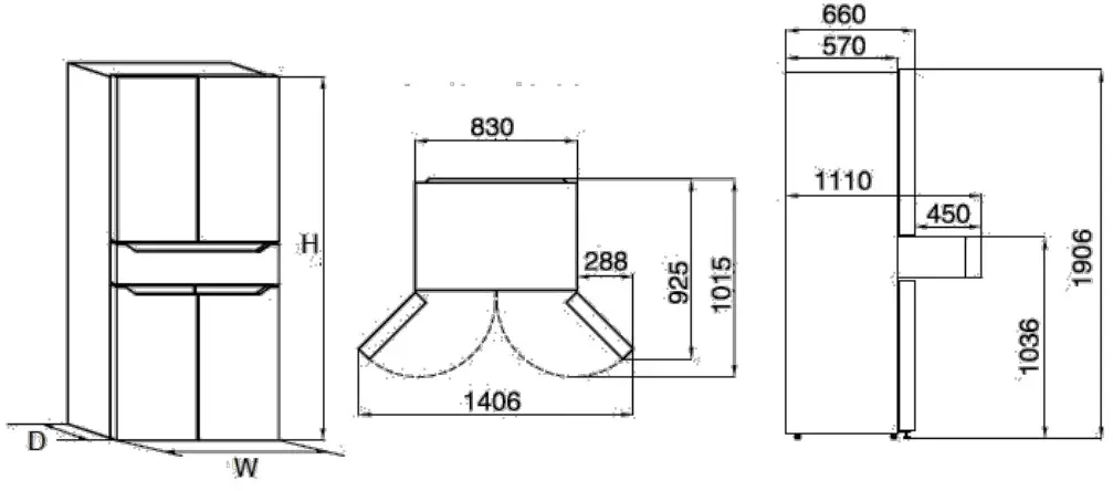 ROSIERES RN5D84GN Five Door Refrigerator - DIAGRAM