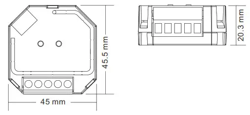 ZigBee AC 2-Gang In-Wall Switch SR-ZG9101SAC - Product Dimension