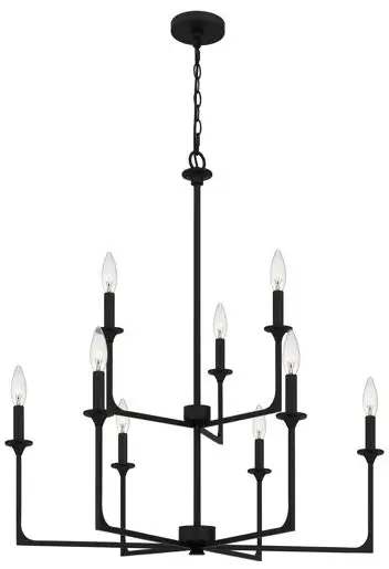 QUOIZEL-PRC5232MBK-32-Inch-Matte-Black-Chandelier-Ceiling-Light-PRO