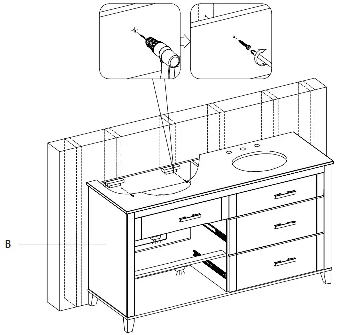GLACIER BAY 60BV35083 60 Inch Farmhouse Bath Vanity - Figure 9