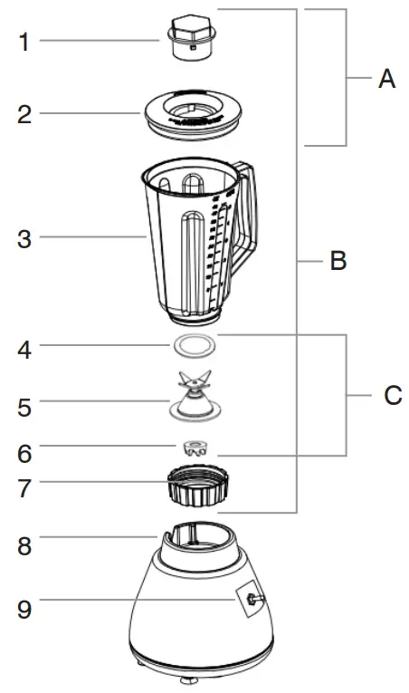 Galaxy Equipment 177GB440 Blender with Toggle Controls - PARTS LIST
