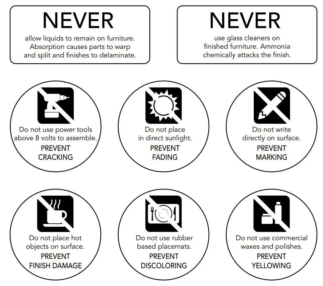 homestyles 5094-942 Kitchen Island Instruction Manual - CARE INSTRUCTIONS