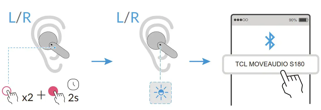 TCL MOVEAUDIO S180 True Wireless Earbuds - Connect with a Bluetooth device 2